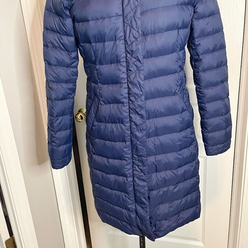 Lands' End Quilted Puffer Down Feathers Zip Button Pocket Packable Hoodie Coat - Picture 9 of 16
